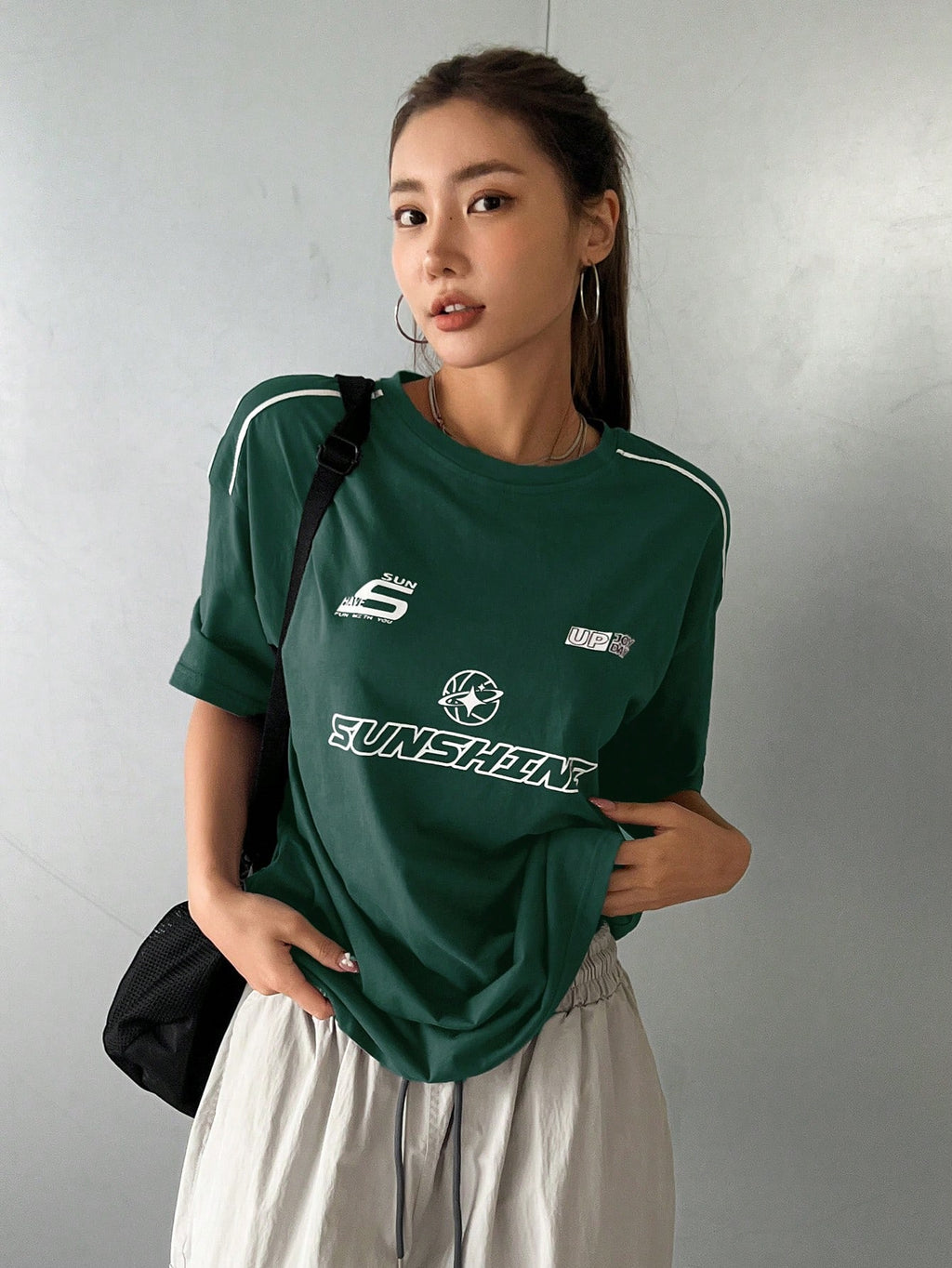 DAZY Summer Casual Loose Short Sleeve T-Shirt with Letter Print Oversized T-Shirt