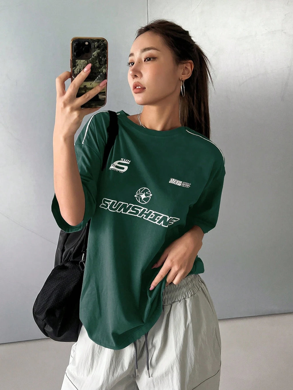 DAZY Summer Casual Loose Short Sleeve T-Shirt with Letter Print Oversized T-Shirt