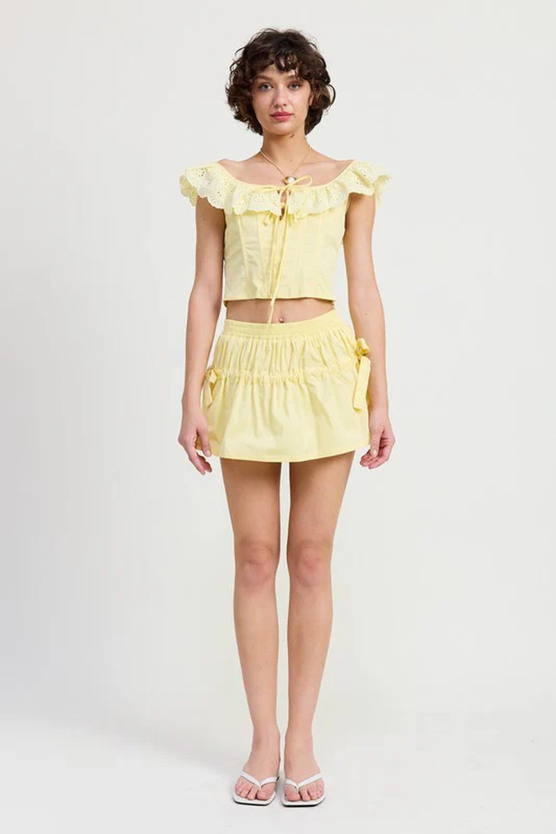 MNII RUCHED POPLIN MINI SKIRT